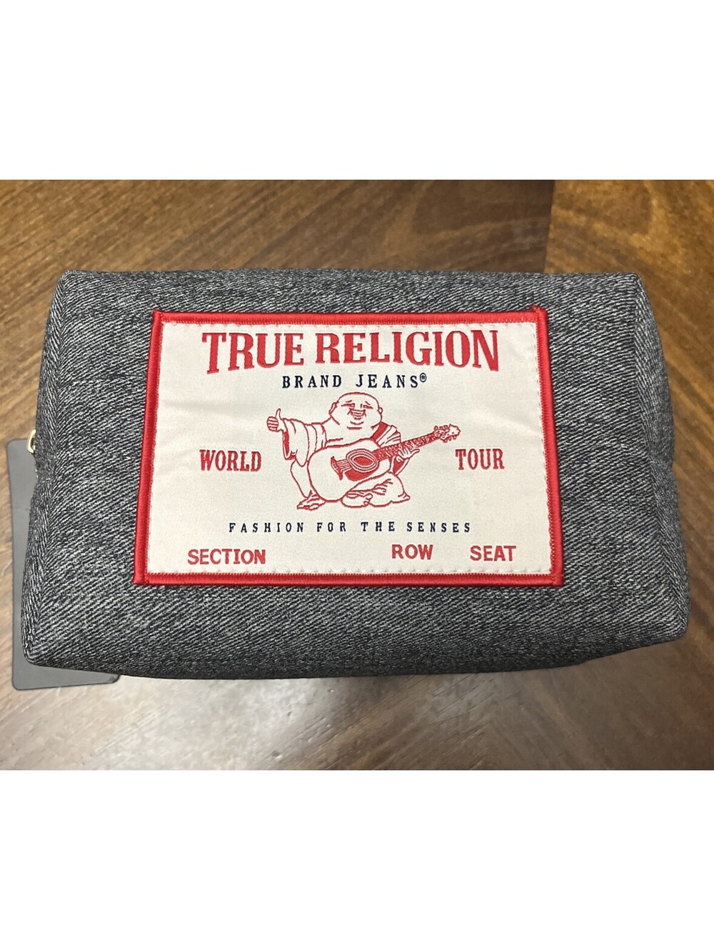 NWT True Religion Mini Denim Makeup/Cosmetic/Toiletry/Travel Bag Buddha Logo